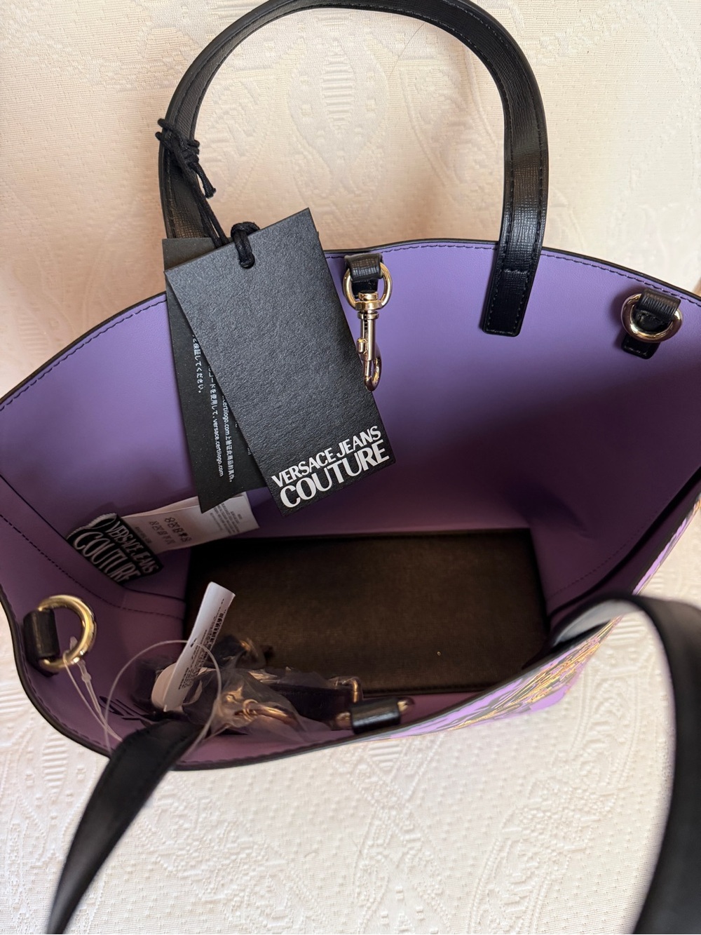 Versace Jeans Couture Purple Baroque Tote Bag - Picture 3 of 4